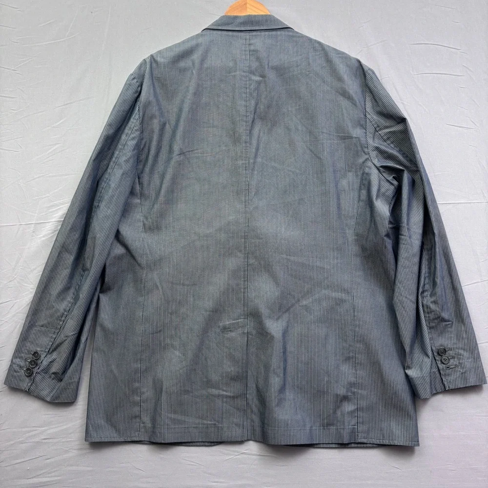 Alfani Mens XL Blue Pinstripe Two Button Blazer Cotton Blend Stretch Jacket